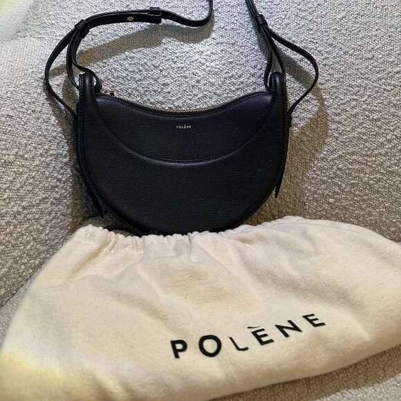 Polene Numero Dix (Number Ten Bag - Monochrome Black Textured leather) - Picture 15 of 15